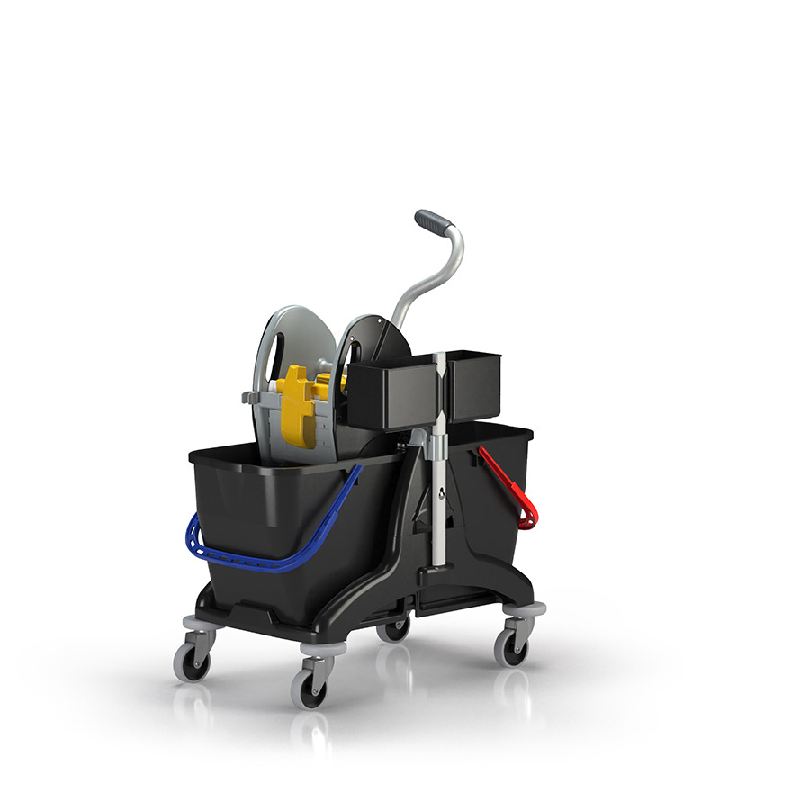 Carro 2P c/ 2 Baldes 2 x 25 L Preto + Bandeja